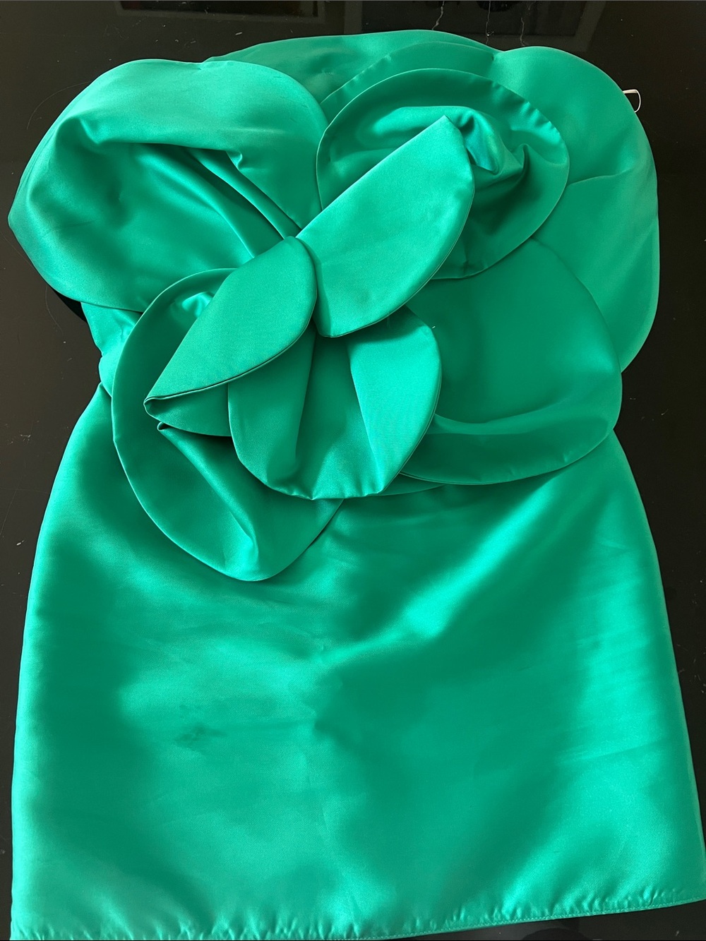 Emerald Green Flower-Accent Girls' Dress